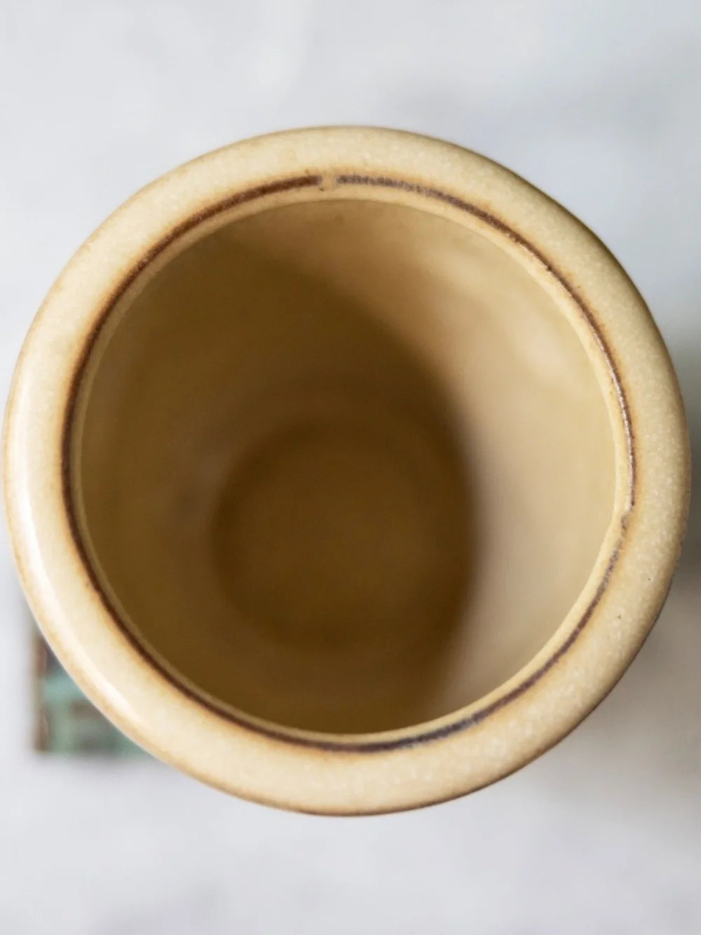 Asian ceramic planter with faux bamboo base 3.5